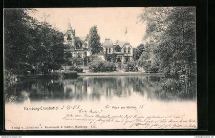 AK Hamburg-Eimsbüttel, Villen am Weiher