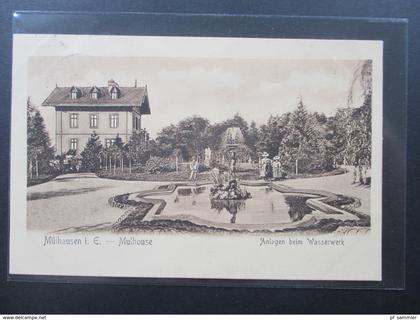 AK Elsass 1905 Mülhausen / Mulhouse. Anlagen beim Wasserwerk. Nach Sanct Ludwig Elsass