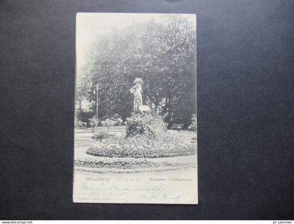 DR Elsass 1904 Strassburg Orangerie Gänseliesel Stempel K1 Strassburg Elsass Ruprechtsau nach Paris gesendet