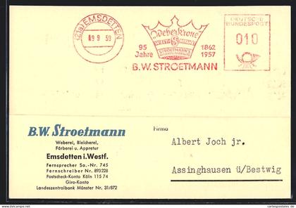 AK Emsdetten /Westf., B.W. Stroetmann Auftragsbestätigung Textilien