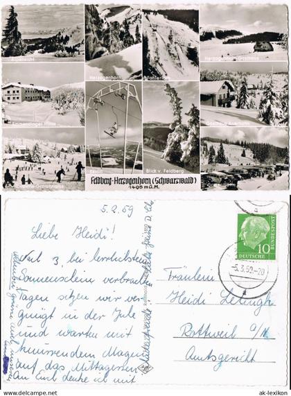 Ansichtskarte Feldberg (Schwarzwald) Feldberg, Skilift, Skifahrer 1959