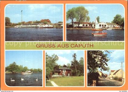 Caputh Schwielochsee Dampferanlegestelle Gaststaette Strandbad Caputh Motorjacht