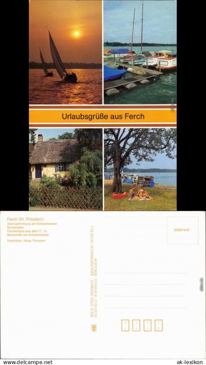 Ferch-Schwielowsee Abendstimmung am Schwielowsee, Bootshafen,  Badestelle  1987