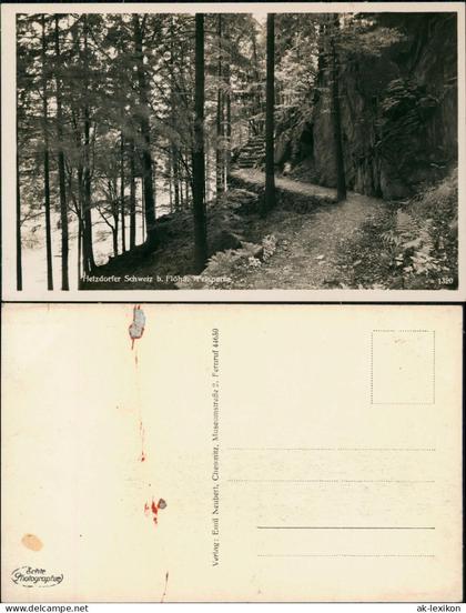 Ansichtskarte Flöha (Sachsen) Hetzdorfer Schweiz Felspartie 1932