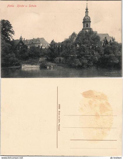 Ansichtskarte Flöha (Sachsen) Kirche und Schule 1913