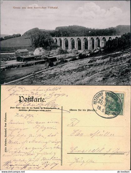 Ansichtskarte Hetzdorf-Flöha (Sachsen) Viadukt Bahnhof 1907