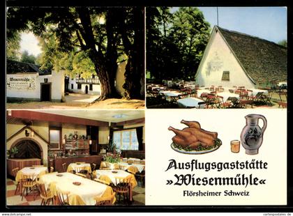 AK Flörsheim /Main, Flörsheimer Schweiz, Gaststätte Wiesenmühle, Innenansicht, Garten