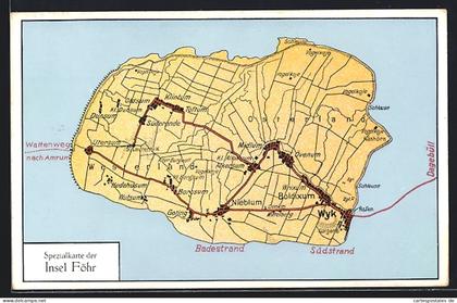 AK Föhr, Spezialkarte der Insel Föhr, Landkarte