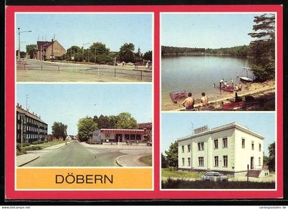 AK Döbern /Forst, Forster Strasse, Friedrichshainer Strasse, Badeteich, Rathaus
