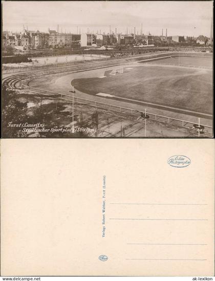 Ansichtskarte Forst (Lausitz) Baršć Stadion, Stadt, Fabriken 1928