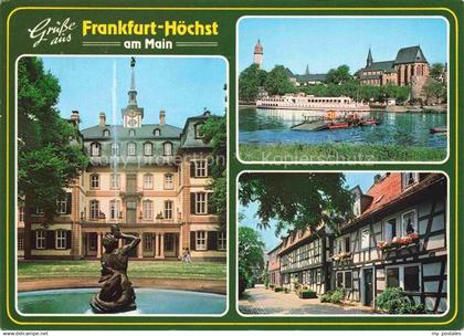 Hoechst Hoechst Frankfurt Main Brunnen Mainpartie Schloss Justinus Kirche Fachwe