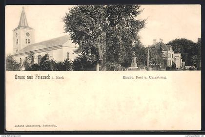 AK Friesack i. Mark, Kirche, Post, Umgebung
