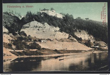 AK Fürstenberg a. Weser, Schloss und Weserufer