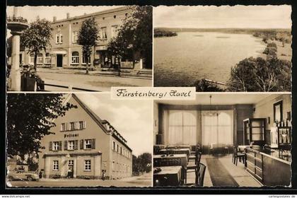 AK Fürstenberg / Havel, Postamt, Rathaus und Strassenpartie