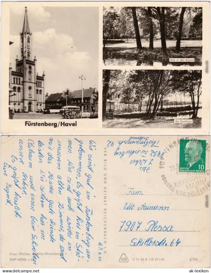 Fürstenberg Havel Markt, Kurpark, Bootshaus Ansichtskarte  1966