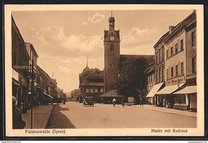 AK Fürstenwalde /Spree, Markt mit Rathaus