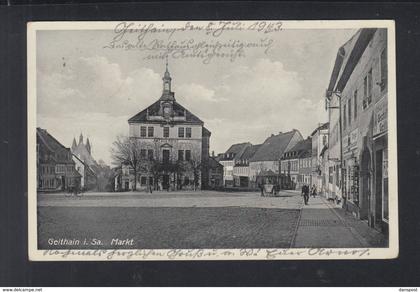 Dt. Reich AK Geithain  Markt Bahnpost