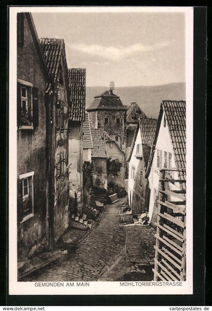 AK Gemünden am Main, Mühltorbergstrasse mit alten Häusern