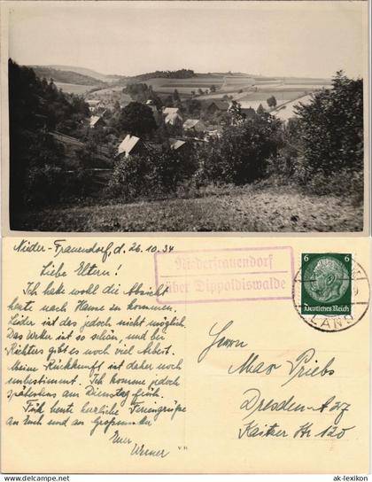 Niederfrauendorf-Glashütte  1934  über Dippoldiswalde (eckiger Langstempel)