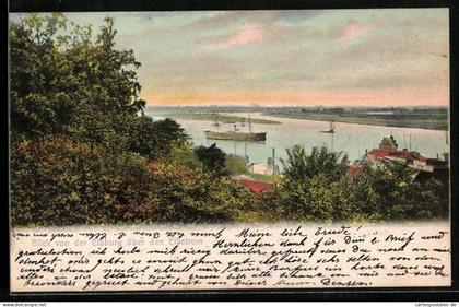AK Glückstadt, Blick von der Elbburg über den Elbstrom