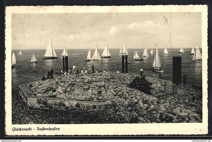 AK Glückstadt, Segelboote am Aussenhafen