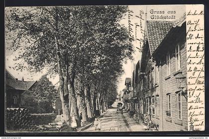 AK Glückstadt, Strassenpartie am Fleth