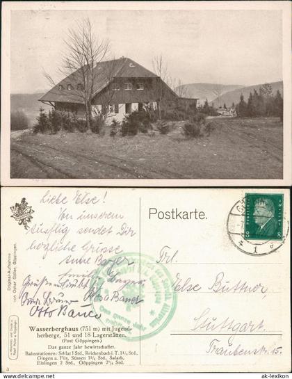 Ansichtskarte Göppingen Wasserberghaus mit Jugendherberge 1908