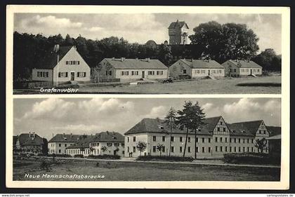AK Grafenwöhr, Wohnhäuser, Wasserturm, Neue Mannschaftsbaracke