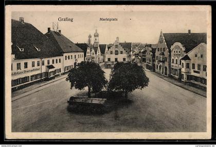 AK Grafing, Marktplatz mit Gasthaus und Brauerei zum Grandauer