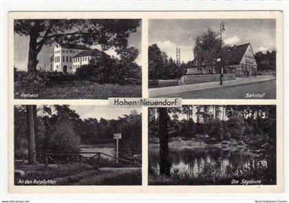 39000789 - Hohen-Neuendorf. Abgebildet ist das Rathaus, der Bahnhof, eine Partie an den Rotpfuhlen und die Saegekute. P