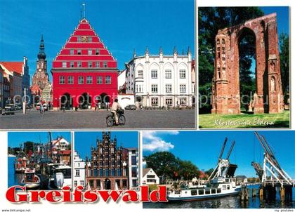Greifswald Rathaus Dom St Nikolai Klosterrruine Eldena Hafen Giebelhaus Klappbru