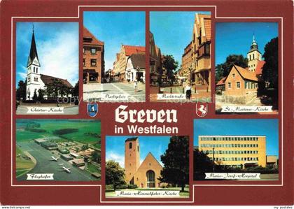 Greven  Westfalen Christus Kirche Marktplatz Marktstrasse St Martinus Kirche mar