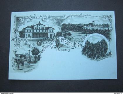 GREVESMÜHLEN , Mecklenburg, Bahnhof , seltene Ansichtskarte um 1900