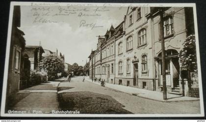 Grimmen i. Pommern , 1937 , Bahnhofstraße Mecklenburg , Ansichtskarte , CPA , AK !!