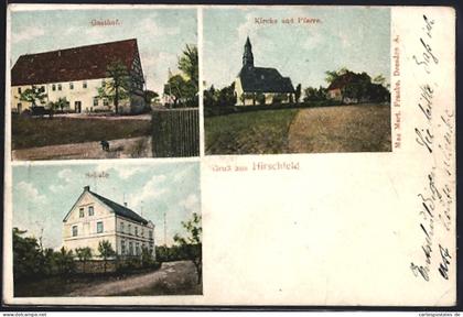 AK Hirschfeld / Gröden, Gasthof, Kirche und Pfarre, Schule