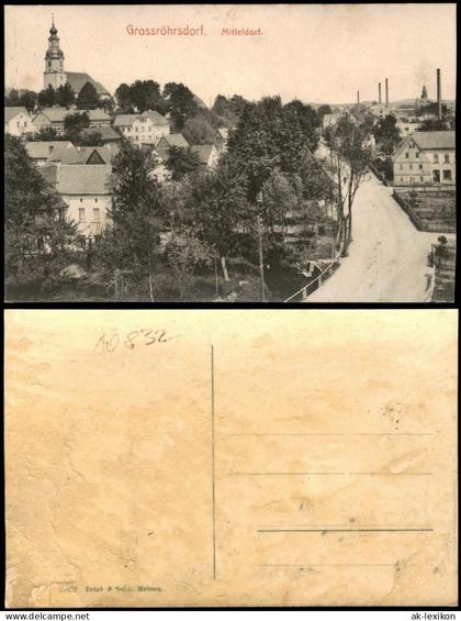 Ansichtskarte Großröhrsdorf Mitteldorf Straßenpartie 1913