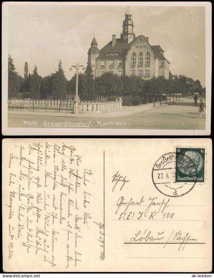 Ansichtskarte Großröhrsdorf Partie am Rathaus 1938