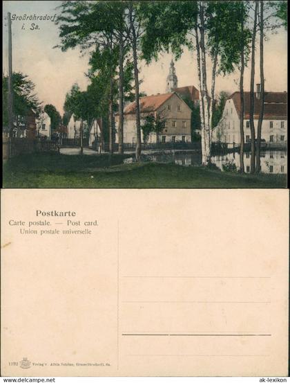 Ansichtskarte Großröhrsdorf Stadtpartie - Teich colorierte AK 1912