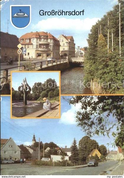 Grossroehrsdorf Sachsen An der Roeder Brunnen vorm Rathaus Teilansicht