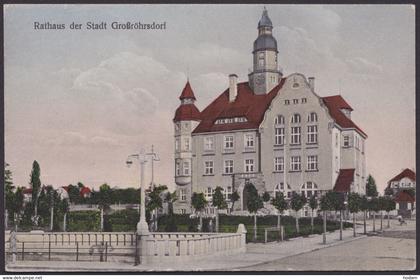 "Großröhrsdorf" Rathaus, col. Karte, 1928 gelaufen