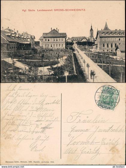 Ansichtskarte Großschweidnitz (OL) Swóca Landesanstalt - Straße 1910