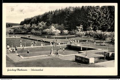 AK Grünberg /Oberhessen, Blick zum Schwimmbad