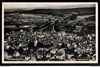 AK Grünberg /Oberhessen, Teilansicht mit Kirche, Fliegeraufnahme