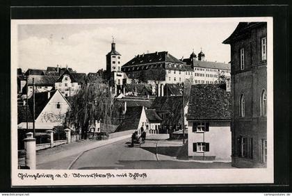 AK Günzburg a. d. D., Strassenpartie mit dem Schloss