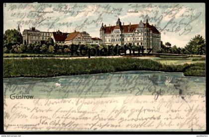 ALTE LITHO POSTKARTE GÜSTROW LANDGERICHT SCHLOSS castle chateau Ansichtskarte AK cpa postcard