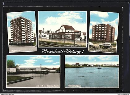 AK Henstedt-Ulzburg, Hochhaus, Hamburger Strasse, Jugend- u. Sportlerheim, Schwimmbad