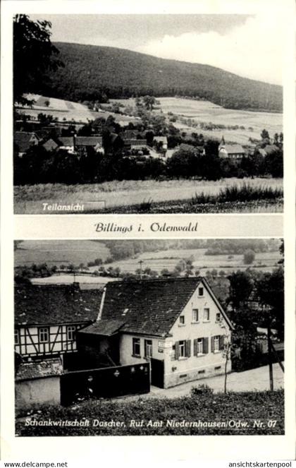 CPA Billings Fischbachtal im Odenwald Hessen, Teilansicht, Schankwirtschaft Dascher