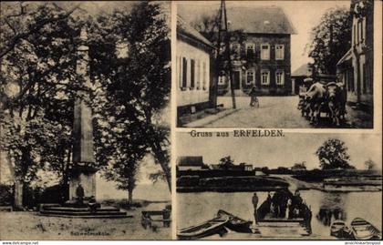 CPA Erfelden Riedstadt in Hessen, Schwedensäule, Fähre, Straßenpartie