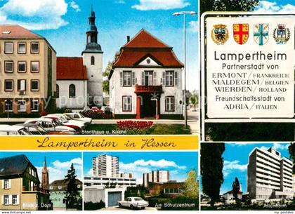 Lampertheim Bergstrasse Stadthaus und Kirche Dom Schulzentrum Altenheim