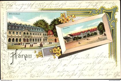 Lithographie Hanau Main Kinzig Kreis, Wilhelmsbad, Kaserne